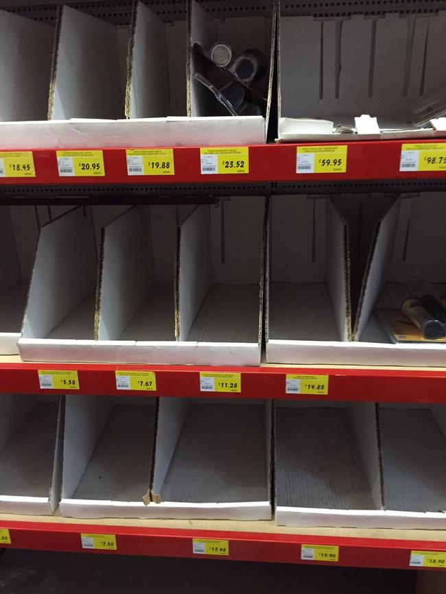 Empty shelves at Charlestown Woolworths.