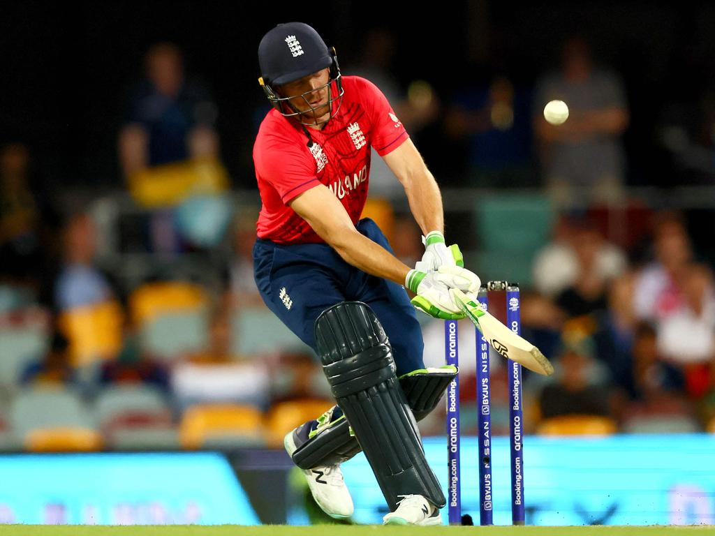 English superstar Jos Buttler played a number of insane shots in his big innings. Picture: AFP