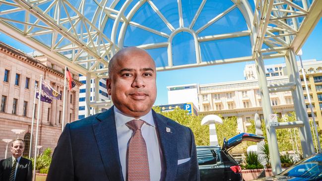 GFG Alliance and Arrium boss Sanjeev Gupta poses at Adelaide’s InterContinental Hotel. Picture: AAP/Roy Vandervegt