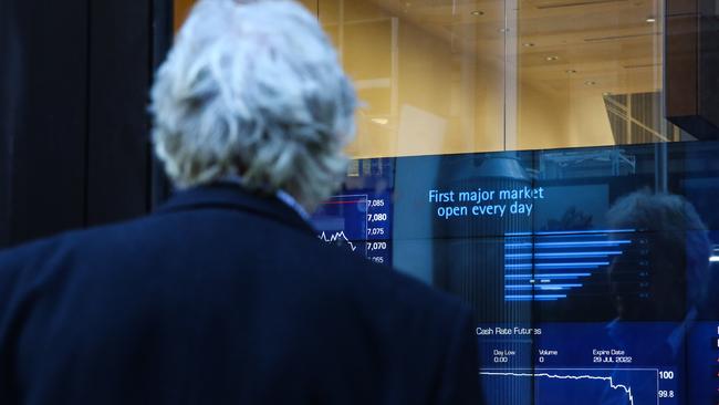 SYDNEY, AUSTRALIA - NEWSWIRE PHOTOS June 06 2022:  A general view of the digital boards at the ASX in Sydney. Picture NCA Newswire/ Gaye Gerard.