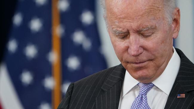 Joe Biden is at 43% approval, 51% disapproval in the RealClearPolitics average – the worst standing of any modern president at this point except Donald Trump. Picture: AFP