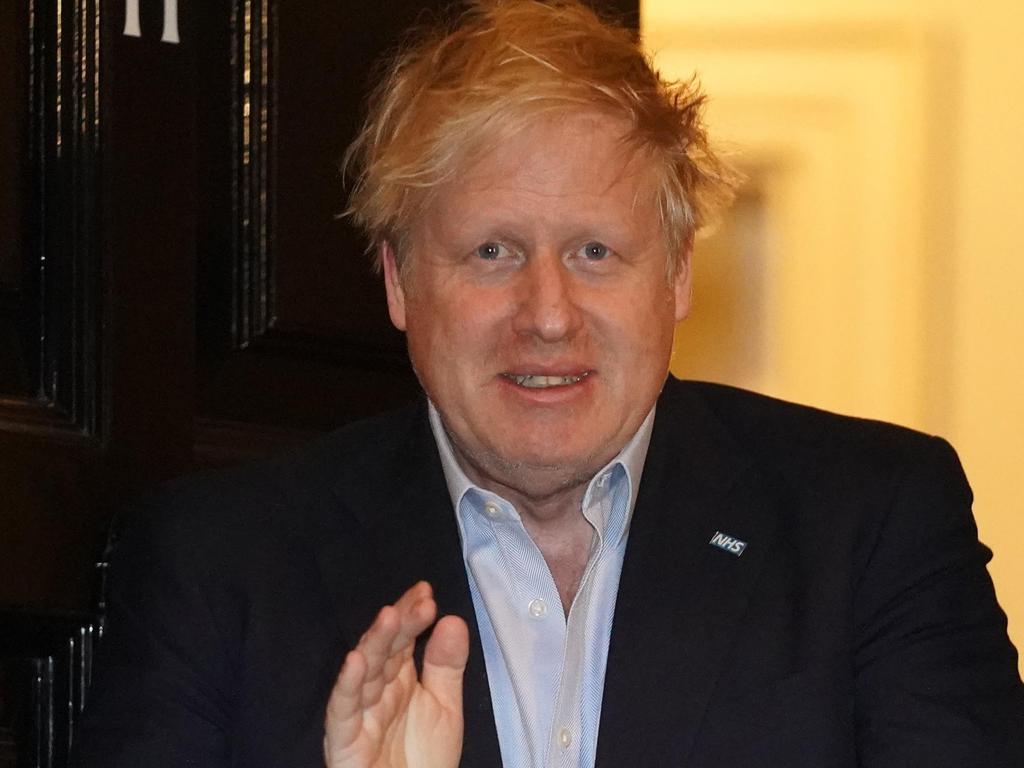 Boris Johnson was last seen outside Downing Street on April 2 to clap for healthcare workers. Picture: 10 Downing Street / AFP