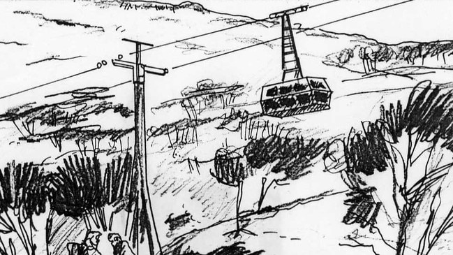 Artist's impression of proposed cable car to the top of Mount Lofty 1994.