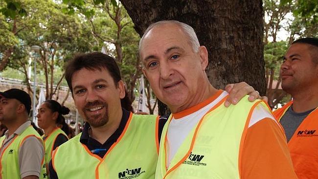 Former union leader Derrick Belan, left, and former NSW Labor MP Paul Gibson at the ACTU National Day of Action in Sydney.