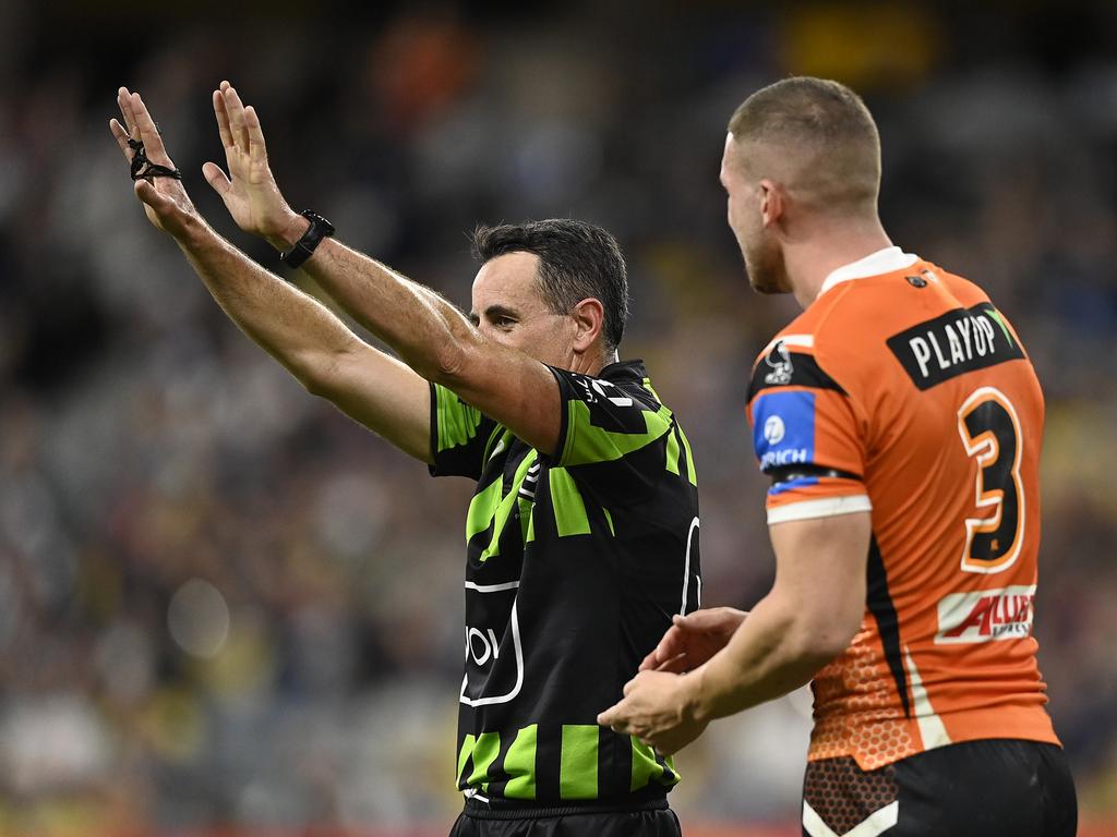 Sutton also sent Adam Doueihi to the bin in the first half. (Photo by Ian Hitchcock/Getty Images)