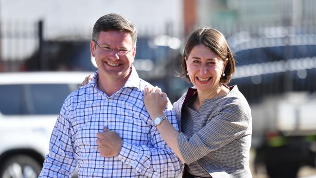 NSW Liberal member for Oatley Mark Coure and Premier Gladys Berejiklian. Picture: AAP Image/Mick Tsikas