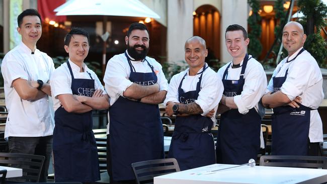 Freddie Salim, Thanh Ngo, Sammy Carbone, Son Dang, Cameron Murden and Tony Chayna are in the running for awards at the Chef's Table competition. Picture: Robert Pozo