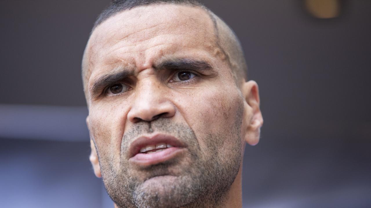 Anthony Mundine during a weigh in.