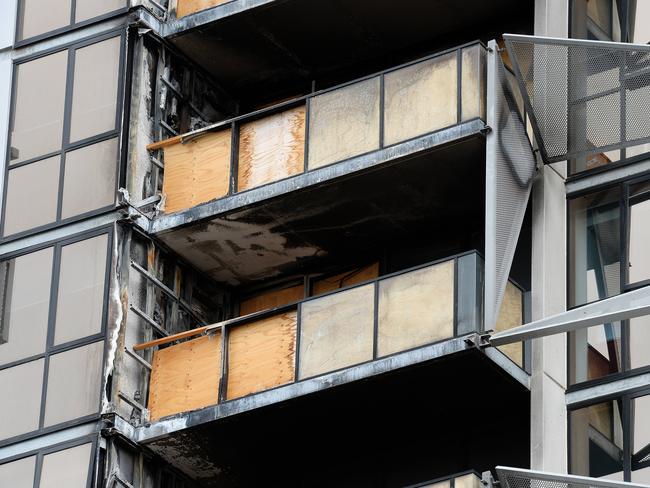 The fire damaged apartment complex 'Lacrosse'. Picture: Steve Tanner