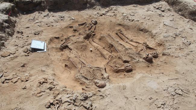 An international team of archaeologists has discovered a mass grave consisting of five full skeletons in the Abrolhos Islands off WA, the result of the shipwreck of the Batavia in 1629. Picture: Supplied