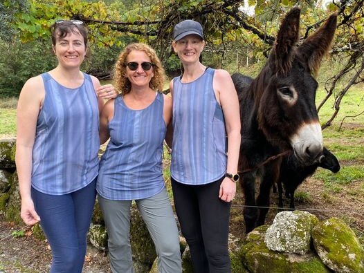 Debbie Finn, left, marked her 50th birthday with a hiking trip in Portugal and Spain with a group including her sisters. Picture: Debbie Finn