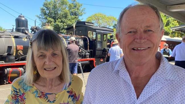 Andrew Poland was the 100,000th passenger on the Mary Valley Rattler along with his wife Carolyn Poland.