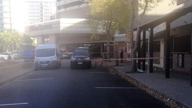 Police cordoned off the road outside Outback Steaks and Curry while investigating reports of an alleged assault. Picture: Facebook