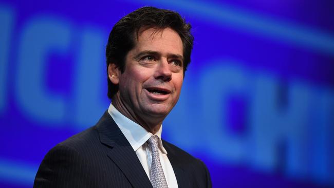 Gillon McLachlan and fellow key league figures met with AFLW players on Monday morning. Picture: AAP Image