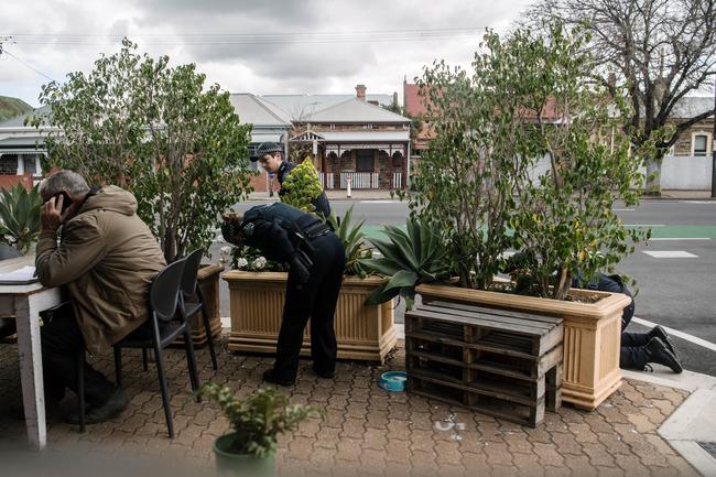 Police search Sturt St for evidence. Picture: AAP / Morgan Sette