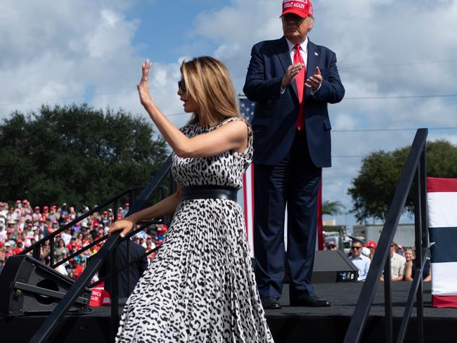 Melania proved popular with the cheering crowd. Picture: AFP