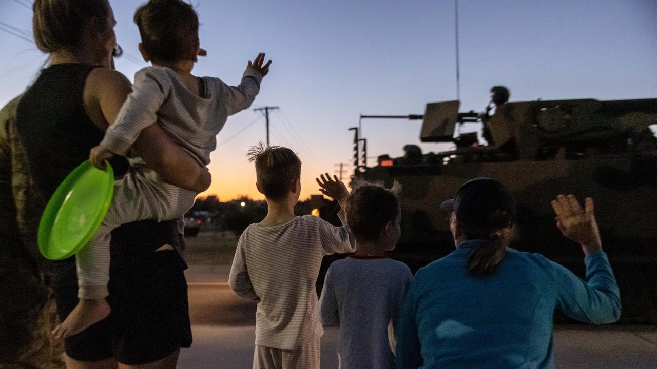 Bowen residents wave to an Australian Army M113AS4 Armoured Personnel Carrier during an insertion serial, Soldiers from 3rd Battalion Royal, during Exercise Talisman Sabre 2021. Picture: Supplied