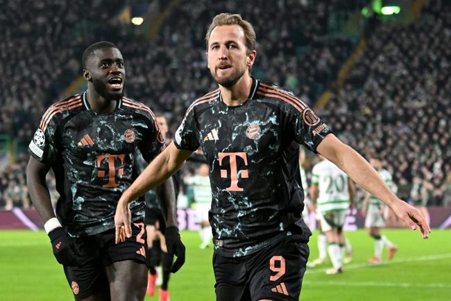 Harry Kane celebrates scoring Bayern Munich's second goal against Celtic in the Champions League on Wednesday