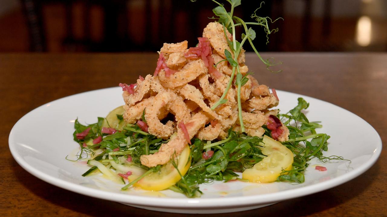 The Balcony showcases its Calamari Salad. Picture: Evan Morgan