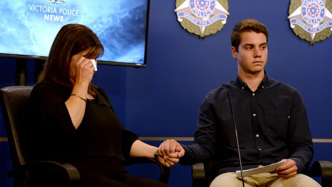 Antionetta Virgona and her son, Luca, 17, were besides themselves. Picture: Andrew Henshaw