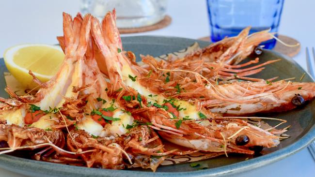 Chiosco’s grilled split prawns. Picture: Jenifer Jagielski