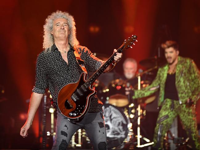 Brian May and Adam Lambert perform as Queen at the Fire Fight Australia bushfire relief concert in Sydney last February. Picture: AAP