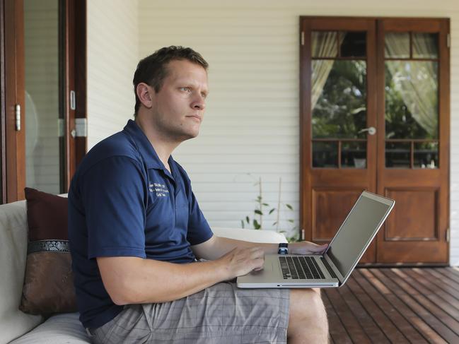 Paul Guard, at his Fairfield home, is the son of Jill and Roger Guard who were among the 298 people killed on MH17. Picture: Mark Cranitch