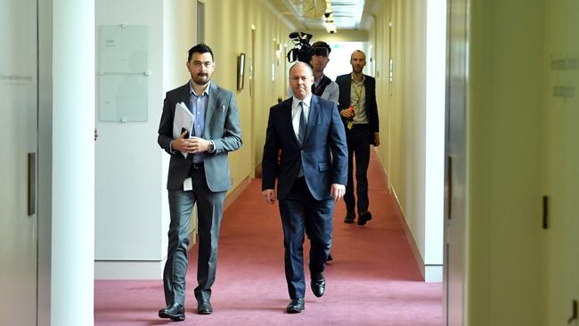 Treasurer Josh Frydenberg in Parliament House, Canberra, ahead of the passing of the $130bn JobKeeper legislation.