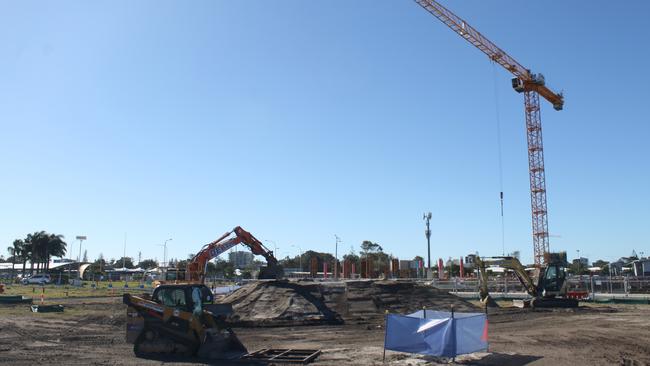 Work underway on the southern terminal expansion at Gold Coast Airport on Monday, July 15, 2019. Picture: Luke Mortimer