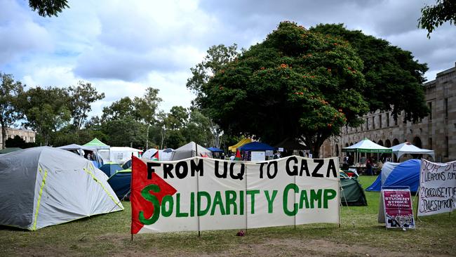 pro-Palestinian protest camp at the University of Queensland (UQ) in Brisbane. Picture: Dan Peled / NCA NewsWire