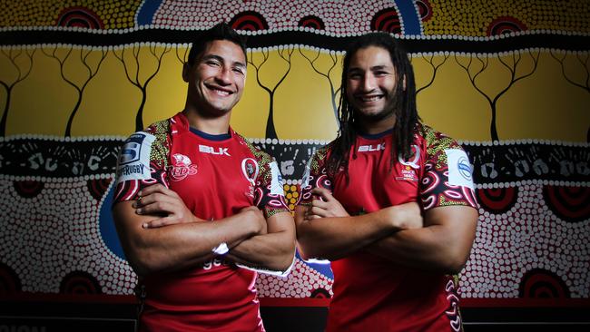 CMSPORTS_Queensland Reds rugby Union players and brothers Anthony & Saia Fain'gaa pictured at the Club's headquarters in Brisbane this morning Thursday May 22, 2014. Pictures: Jack Tran / The Courier Mail