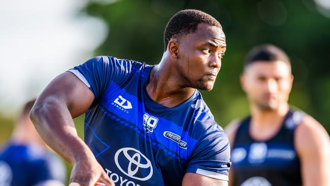 North Queensland Cowboys forward Emarly Bitungane during pre-season training. Picture: Alix Sweeney / North Queensland Cowboys.