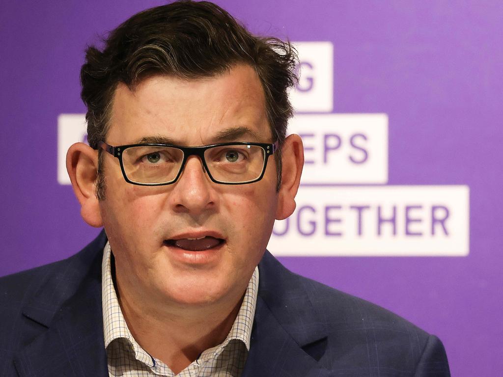 Victorian Premier Daniel Andrews lashed out at the Federal Government and Josh Frydenberg’s criticism on Monday morning. Picture: Ian Currie/NCA NewsWire