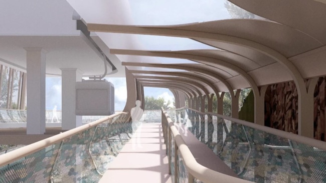 An artist's impression of the revised plan that allows improved queuing capacity at the new cable car stations at Taronga Park Zoo. Picture: Supplied