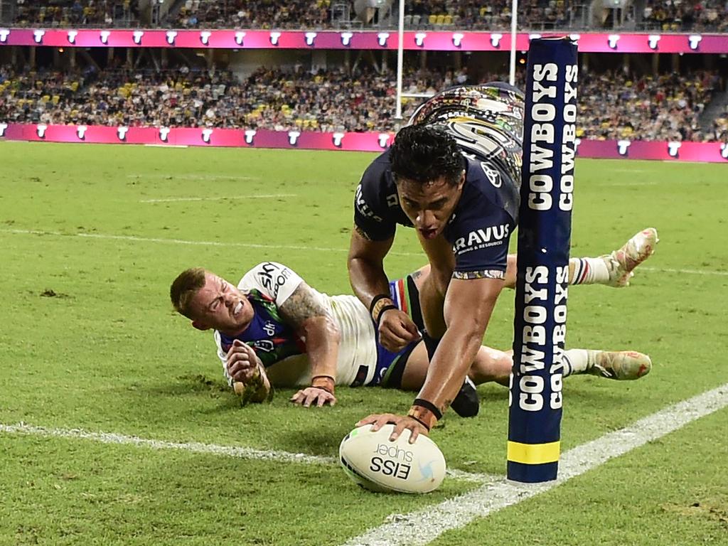 Taulagi has made a name for himself with his highlight-reel finishes. Picture: Ian Hitchcock/Getty Images