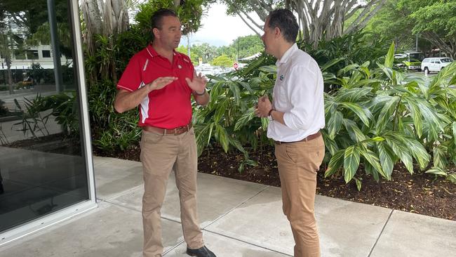 Barron River MP Craig Crawford and TTNQ chief executive officer Mark Olsen. Photo: Andreas Nicola.