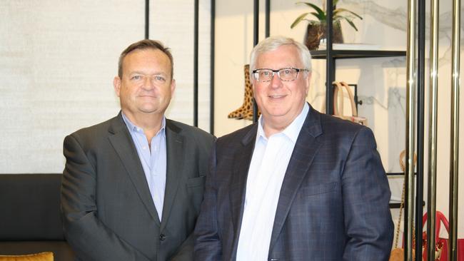 Incoming Myer chief executive John King alongside the department store chain’s chairman Garry Hounsell. (Supplied)