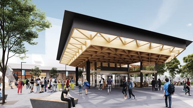 An artist’s impression of the Monash Station design as part of the Suburban Rail Loop.