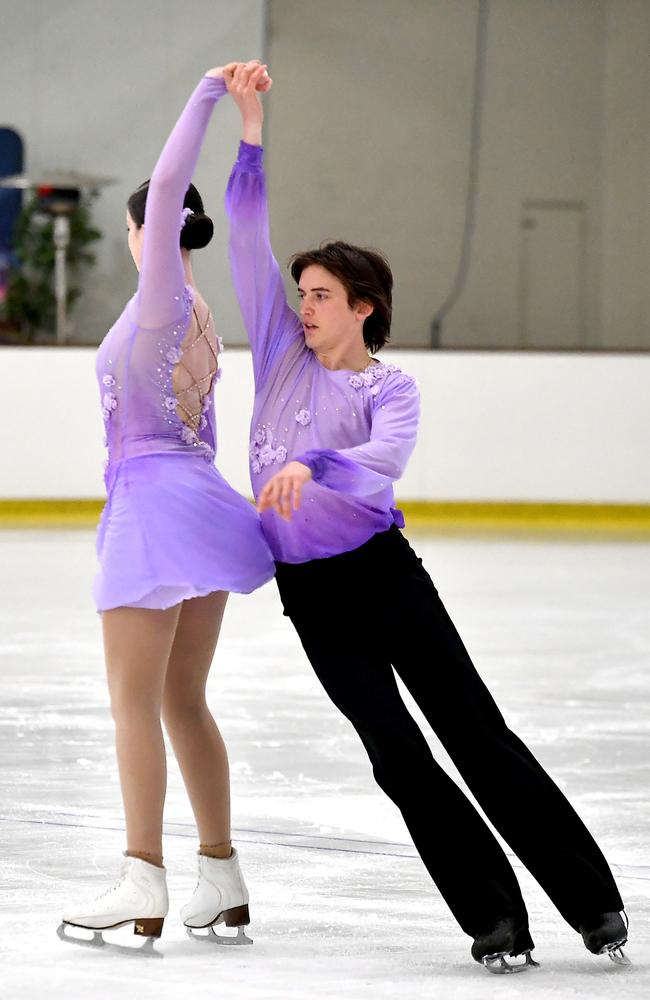 Zachery Churton and Emily Laing from Victoria. Australian Figure Skating Championships in Brisbane. Thursday December 1, 2022. Picture, John Gass