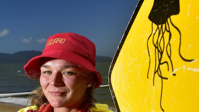 Townsville lifeguard Xanthe Topping is hoping swimmers heed warnings and swim in safe areas to avoid marine stingers. PICTURE: MATT TAYLOR.