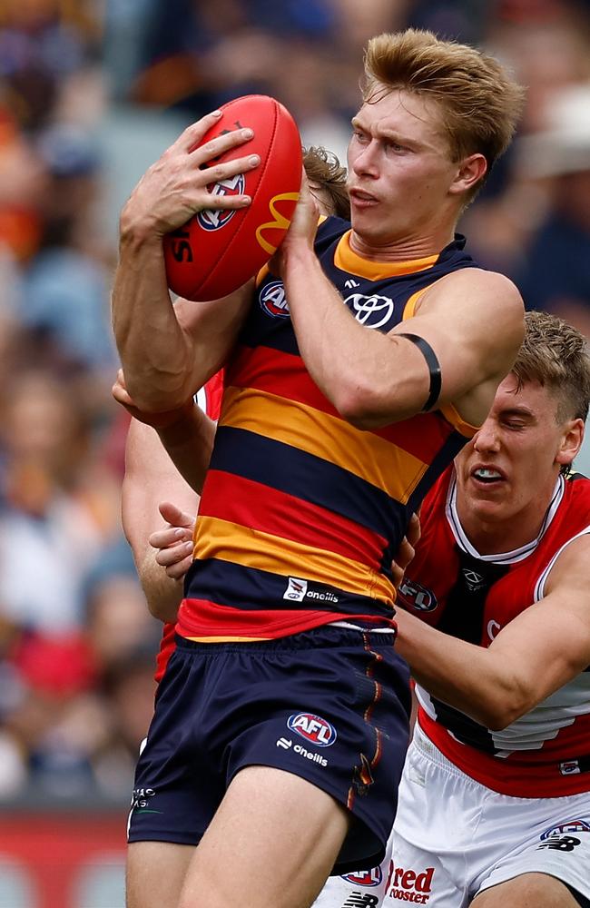 Sid Draper stunned after coming on as the sub. Picture: Michael Willson/AFL Photos via Getty Images.