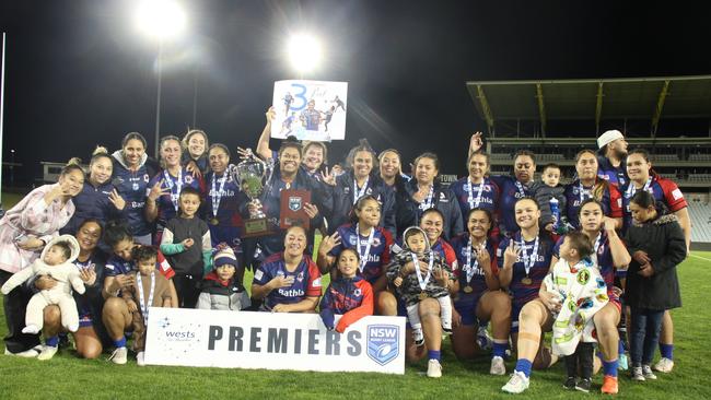 Campbelltown Collegians enjoy a third straight grand final victory at Campbelltown Stadium, Saturday, June 15, 2024. Photo: Warren Gannon Photography