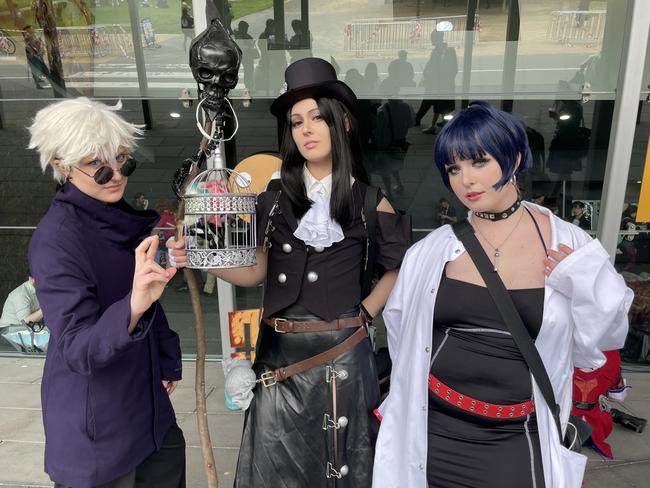 Sarah Boyd, Montanna and Coula at the 2024 PAX Aus Convention at the Melbourne Convention and Exhibition Centre. Picture: Himangi Singh