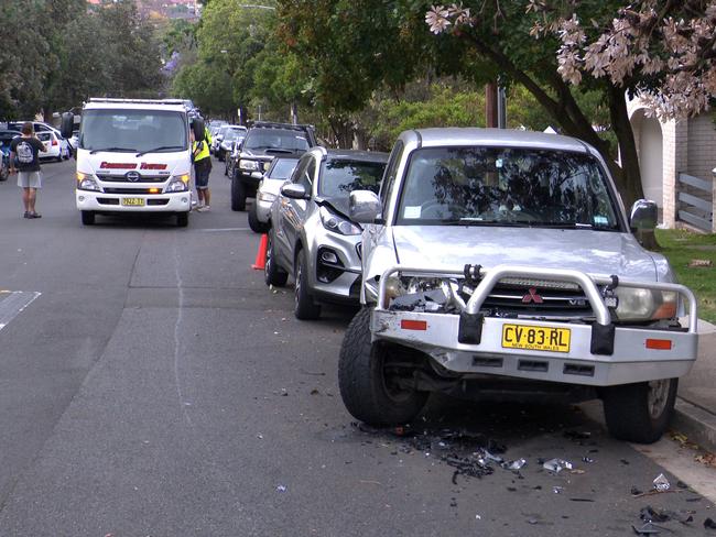 The damaged Pajero remained on the road on Thursday morning.