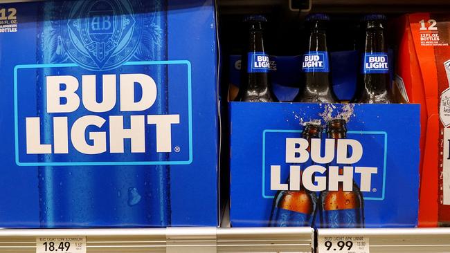 Bud Light, made by Anheuser-Busch, sits on a store shelf in Miami, Florida.