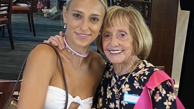 Granddaughter Bonnie-Rae Pirie and Daphne Pirie at Daphne's 90th birthday at RACV Royal Pines Resort late last year.