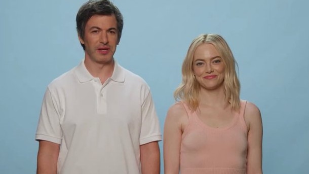 Nathan Fielder (left) and Emma Stone do their own version.