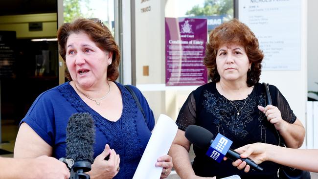 Irene Magripilis' family talk to media outside Darwin Local Court after Coroner Greg Cavanagh handed down his findings. PICTURE: Elise Derwin`