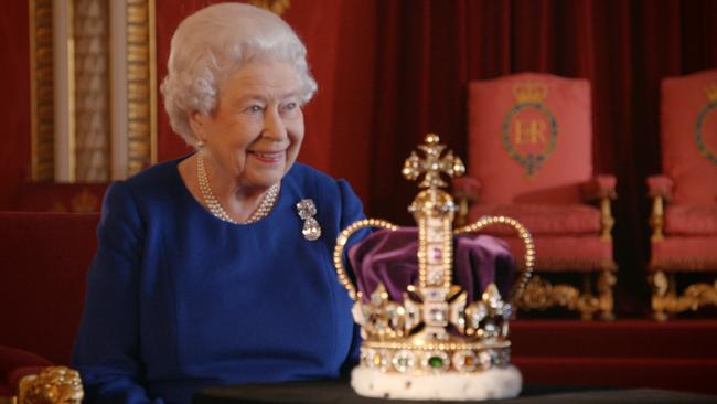 Queen Elizabeth II with the St Edward's Crown during a 2018 BBC documentary, which she wore during her coronation in 1953. Picture: BBC