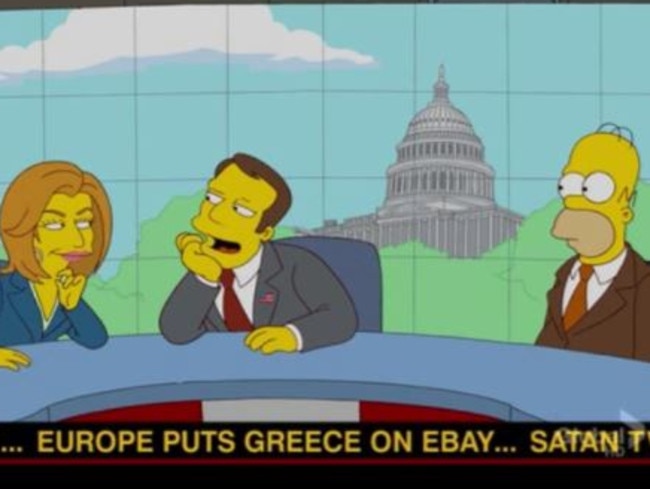 The Simpsons on Greece's financial problems. Picture: Supplied